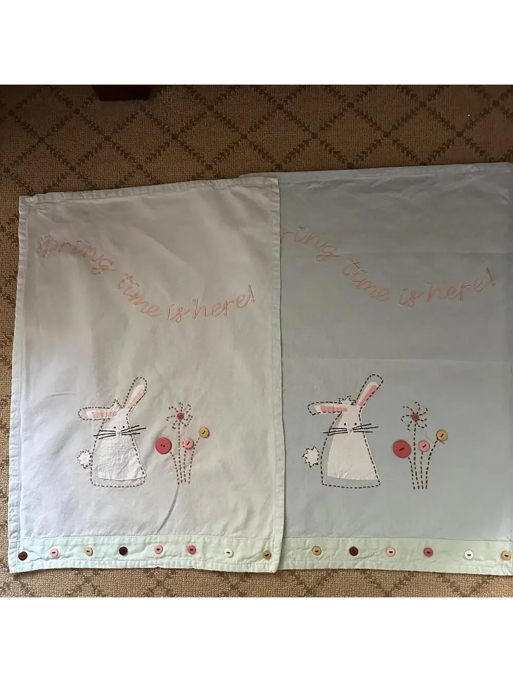 Sur La Table Easter Embroidered Appliqué Cotton Tea Towels set of 3 NWT